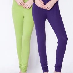 Dollar Missy Violet & Green Cotton Leggings - Pack of 2-image-32