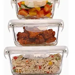 Femora Borosilicate Glass Square Container with Air Vent Lid (300 ml, 500 ml & 800 ml) - Set of 3-picture-35