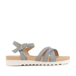 Bata Women's Grey Cross Strap Sandals-picture-44