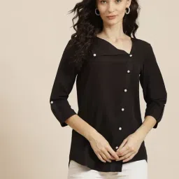 Qurvii Black Loose Fit Shirt-image-62