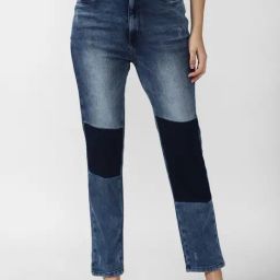 Forever 21 Blue Color-Block Mid rise Regular fit Jeans-image-98