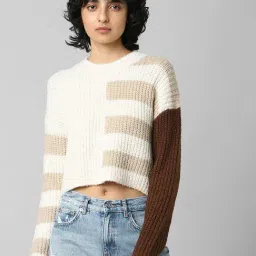 Only Beige Color-Block Knit Pullover-31