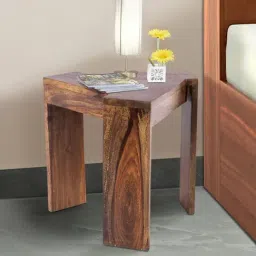 Ikiriya Avina Solid Brown Wood End Table Teak Finish - Set of 2-image-31