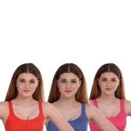 AROUSY Blue & Orange Cotton Beginner's Bras - Pack Of 3-picture-41