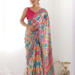 Mysilklove Pink Silk Saree With Unstiched Blouse-picture-29