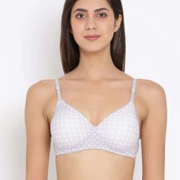 Clovia Grey Polka Dots T-Shirt Bra-image-15