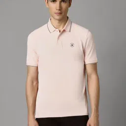 Louis Philippe Peach Cotton Regular Fit Polo T-Shirt-picture-45