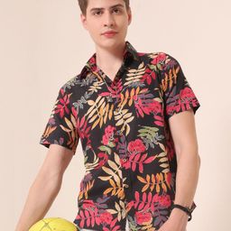 Style Matters Men Standard Fit Spread Collar Floral Printed Cotton Casual Shirt-image-6