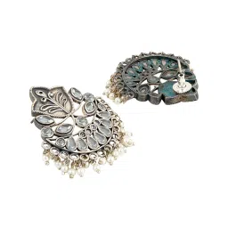 Teejh Nimrat White Stone Silver Oxidized Drop Earrings image 5
