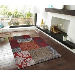 Presto Red & Grey Polyester Carpet-37