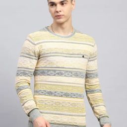 Monte Carlo Green Cotton Regular Fit Striped Pullover-23
