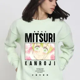 Bewakoof Green Loose Fit Graphic Print Sweatshirt-picture-18