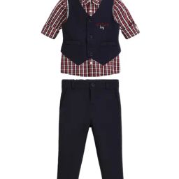 Guess Kids Red & Blue Checked Regular Fit Clothing Set-image-13