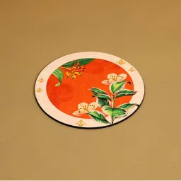 ICRAFT Zest Series Orange Mdf Round Trivet - Set of 4 image 3