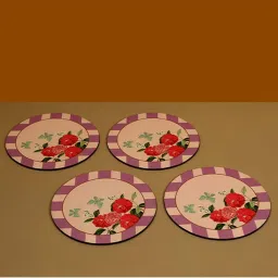 ICRAFT Lilac Haze Series Purple & Beige Mdf Round Trivet - Set of 4 image 1