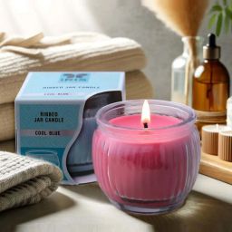 IRIS Multicolour Home Fragrances Cool Blue And Damask Rose Swirl Jar Candles - Set of 2 image 1