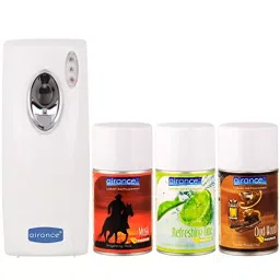Airance Automatic Room Freshner LED Aerosol Dispenser With 250 ml Each Musk, Refreshing Lime & Oud Wood Fragrance Refill (Pack of 4)-11