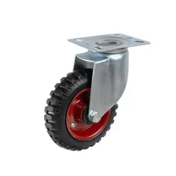 Muvall Solid Rubber Castor Wheel With Pressed Mild Steel I-Let Type Castor Size 150x50 mm, PSTIL S 150 50 SRTB-10