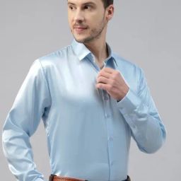 Hancock Blue Satin Slim Fit Shirt-image-37