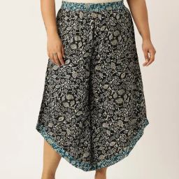 theRebelinme Black Printed Relaxed Fit High Rise Plus Size Culottes-image-95