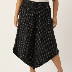 theRebelinme Black Polka Dot Relaxed Fit High Rise Plus Size Culottes-image-23