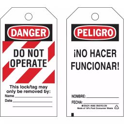 BRADY Danger Bilingual Sign Tag Paper, 15Y651-image-87