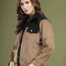 Melon by PlusS Brown & Black Color-Block Jacket image 3