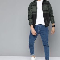 Mast & Harbour Men Green & Black Colourblocked Tailored Jacket-15