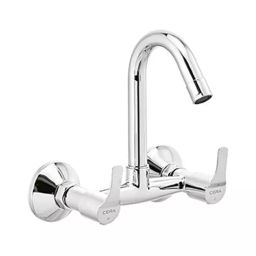 CERA Vivana Quarter Turn Sink Mixer with Swivel Spout, Connecting Legs and Wall Flange, F2014511-37