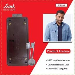 Link Universal Shutter Lock Iron with 2 Keys Both Side Locking System, US-LOCK image 3
