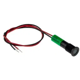 RS PRO Green Panel Mount Indicator 220V AC, Mounting Hole Size 8 mm, Termination Type Lead Wires, IP Rating IP67, Model No 7002016-8