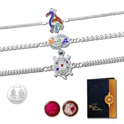 Rakhi Combo for Brother with Rakhi , Roli Chawal, Coin & Greeting Card-85