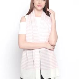 Style Quotient Pink & White Striped Stole-image-85