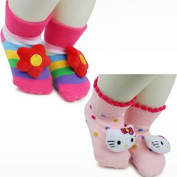 NESKA MODA Kids-Unisex Set Of 2 Ankle Length Cotton Socks-81