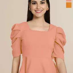 Mast & Harbour Pack Of 2 Women Puff Sleeve Peplum Top-image-34