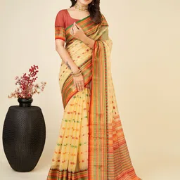 AMRUTKALA SAREES Ethnic Motifs Woven Design Zari Saree-image-50