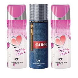 CFS Pure Heart & Cargo Set Of 3 Deodorant Body Spray - 200ml Each-16