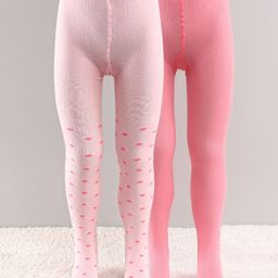 Honeyhap Premium Cotton Elastane Footed Tights With Anti-MicrobialFinish Pack of 2 - Pink-image-97
