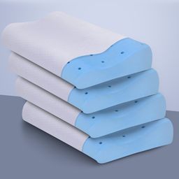 Sleepsia Cool Gel Ventilated Memory Foam Pillow  Neck & Shoulder Pain Relief Pillow Offers Comfortable Sleep, Support Pillow,Orthopedic Contour Neck Pain, Washable Cover (Pack Of 4)-28