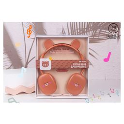 YAMAMA Kawaii Bubu Bear Animal Design Wired Headphones With Built-in Microphone For Clear And Crisp Audio Experience For Kids Adults  Headsets And Earphones  Brown-13