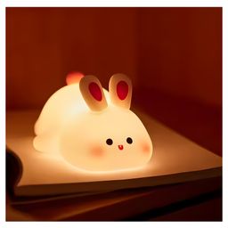 SCHOOLISH lying flat bunny night light bunny sleep lamp animal lamp Cute Light Up Bunny silicone LED Nightlight for Creative Gift- PACK OF 1-2