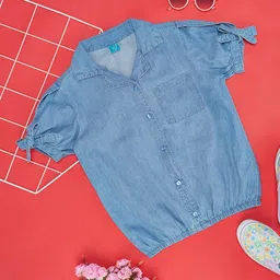 YU by Pantaloons Half Sleeves Mild Washed Top - Blue-picture-17