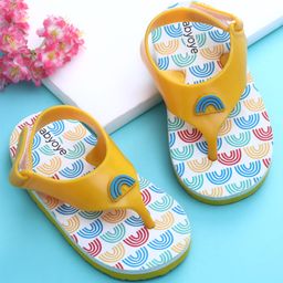 Babyoye Velcro Closure Flip Flop with Rainbow Print - Yellow-image-79
