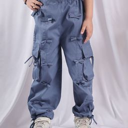 NEUDIS Cotton Solid Cargo Pants - Blue-image-82