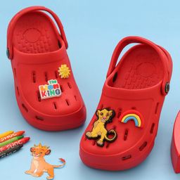 Disney by Yellow Bee Solid Perforated The Lion King Clogs With Simba Sun & Rainbow Charms - Red-picture-17