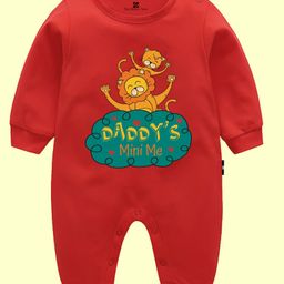 The Peppy Tend 100% Cotton Fathers Day Theme Full Sleeves Daddys Mine Text Printed Romper - Red-picture-32