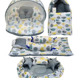 Fareto Baby Sleeping Essential Mattress with Net Bedding Set Combo Carry Bag, Grey-17