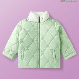 Babyoye Woven Full Sleeves Quilted Padded Jacket - Light Green-image-46