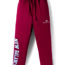 Olio Kids Lopper Knit Full Length Lounge Pant with Text Print - Maroon-picture-22