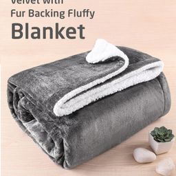Zoe Ultra-Soft Double Layered Flannel Sherpa Reversible Blanket - Grey| Cozy Winter Throw for Babies & Kids| Hypoallergenic Material| Baby Safe Material-image-38